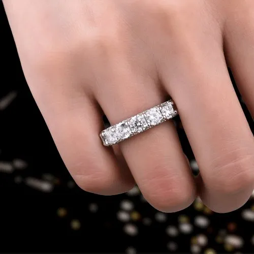 Round Cut Simulated Diamond Wedding Band In White Gold