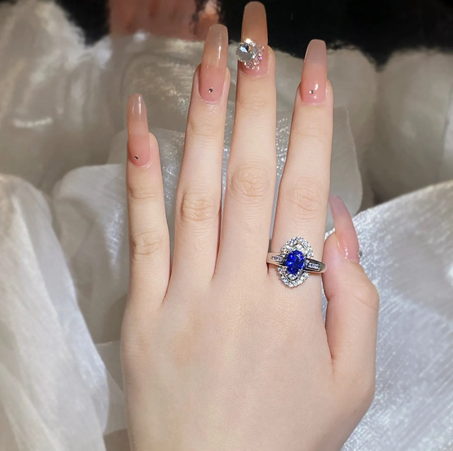 Sapphire Blue Diamond Ring | Blue Diamond Engagement Ring | Sapphire Blue Ring | Blue Diamond Wedding Ring | Blue Diamond Ring
