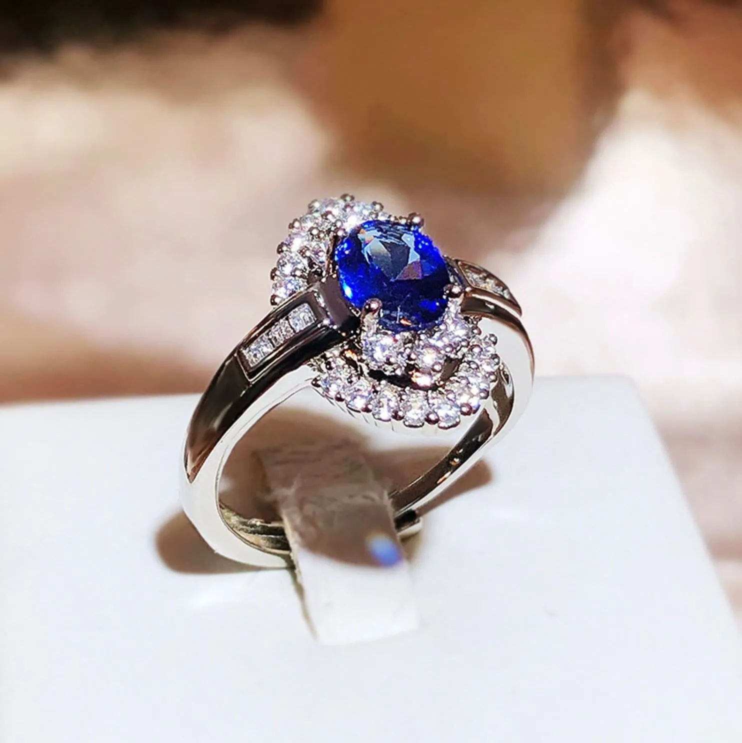 Sapphire Blue Diamond Ring | Blue Diamond Engagement Ring | Sapphire Blue Ring | Blue Diamond Wedding Ring | Blue Diamond Ring