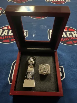 Seattle Seahawks 2pc Replica Super Bowl Ring & Trophy with Display Box