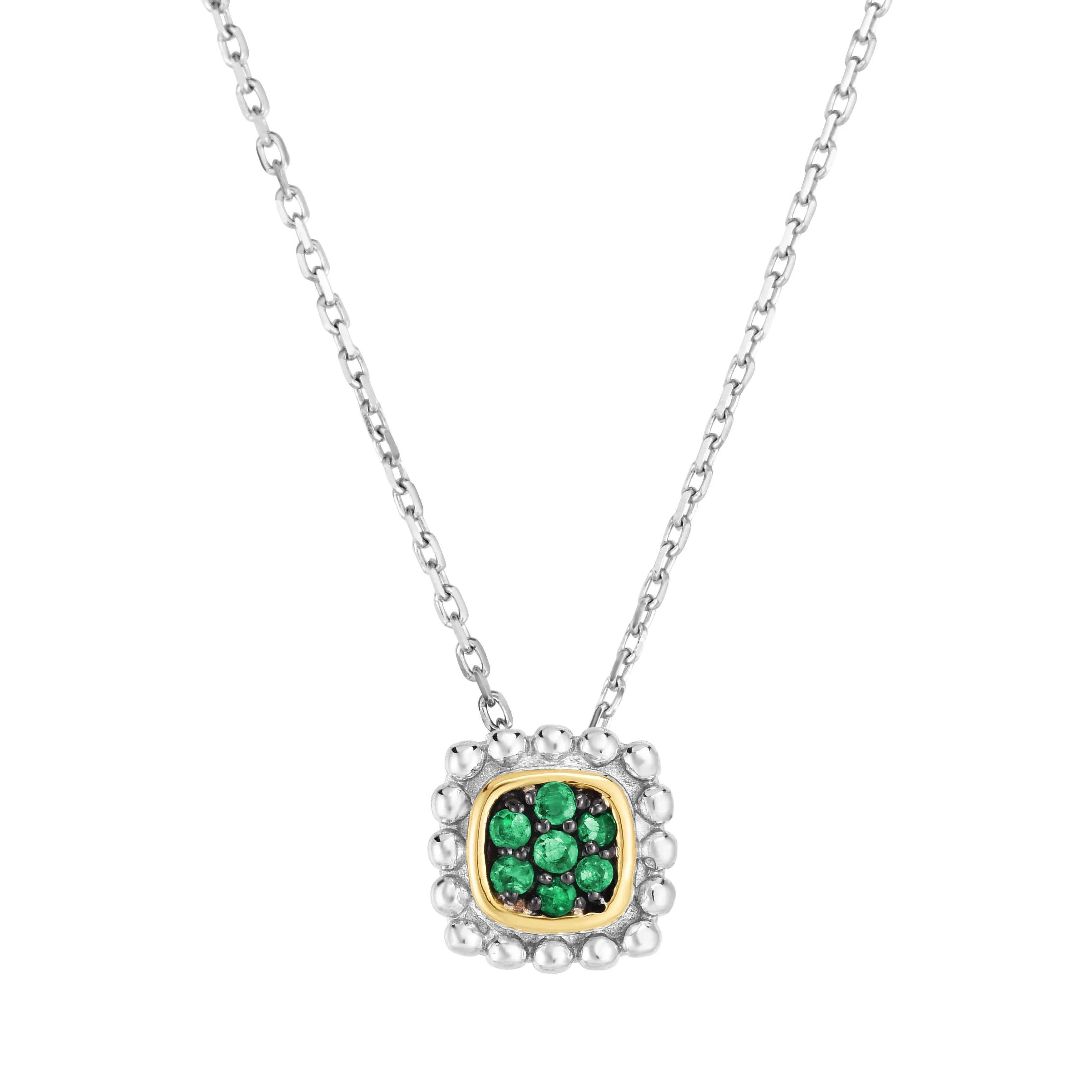 Silver & 18K Gold Prosecco Quadra Emerald Pendant