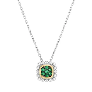 Silver & 18K Gold Prosecco Quadra Emerald Pendant