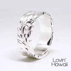 Silver Hawaiian Ring, Hand Engraved Design Rings From Hawaii (6mm Width, Flat Style)