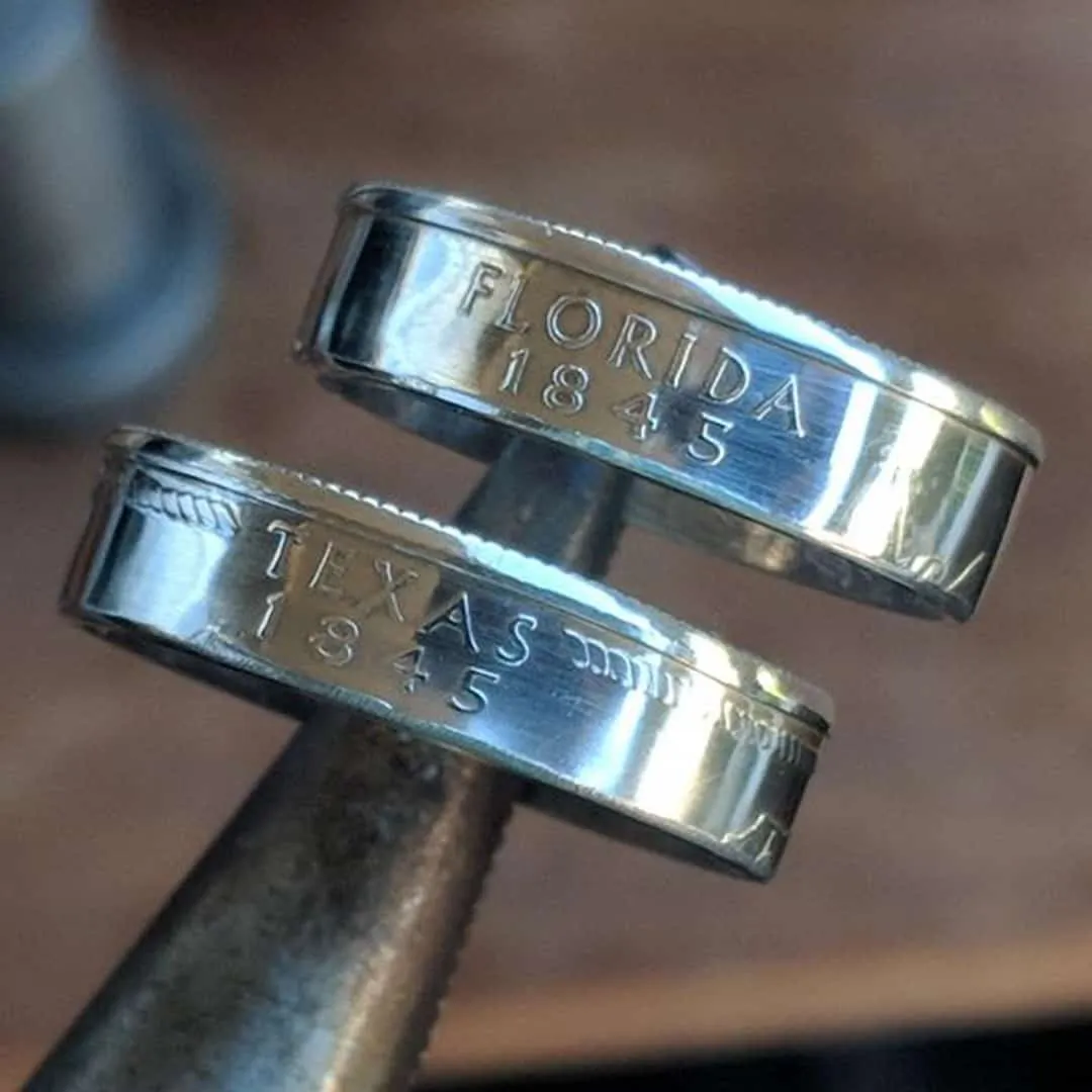Silver State Quarter Coin Rings