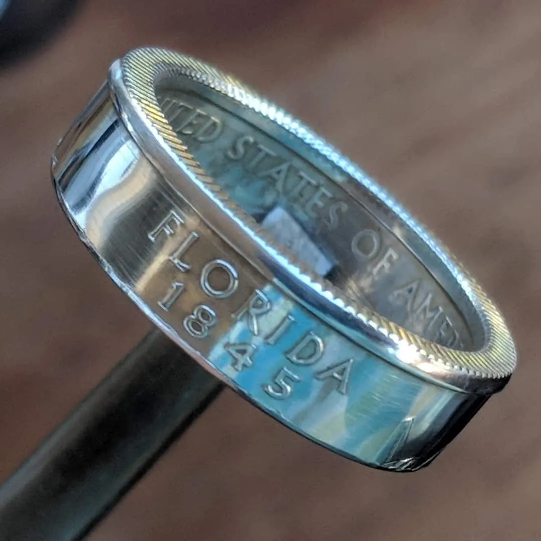 Silver State Quarter Coin Rings