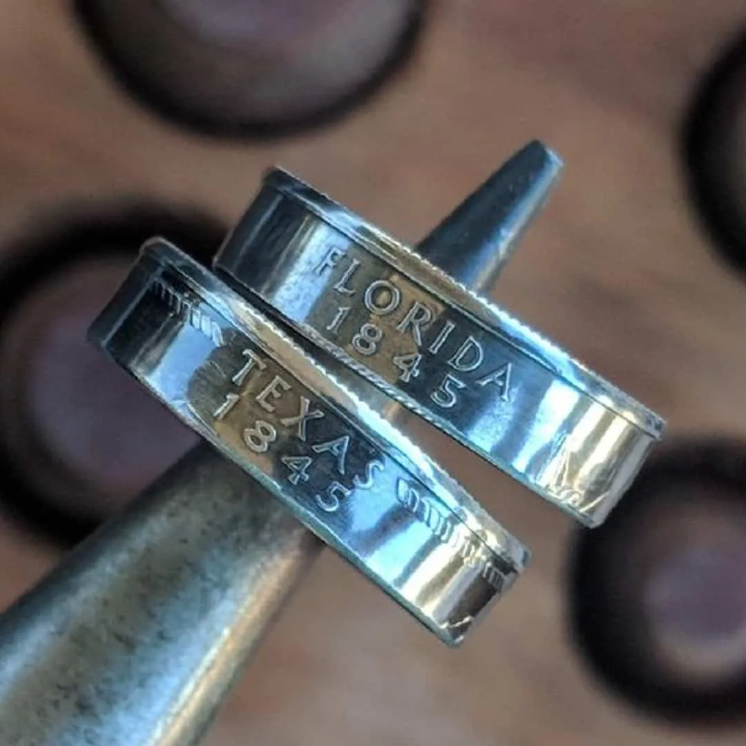 Silver State Quarter Coin Rings