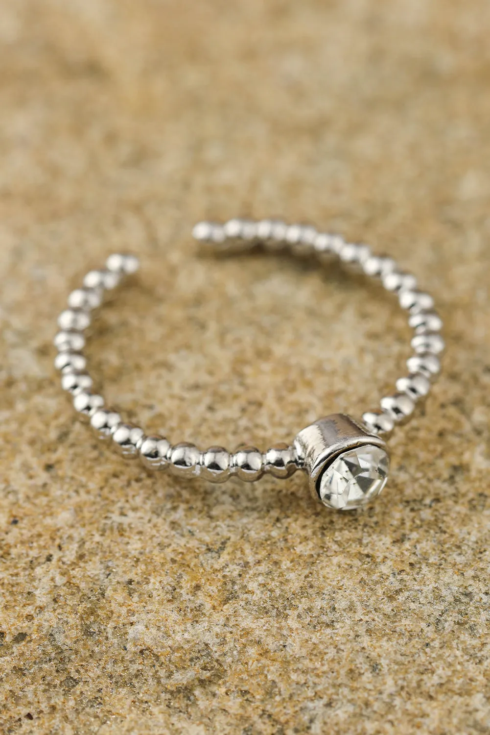 Silvery 3pcs Rhinestone Alloy Opening Ring Set