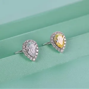 Simulated Diamond Pear Cut Halo Engagement Ring