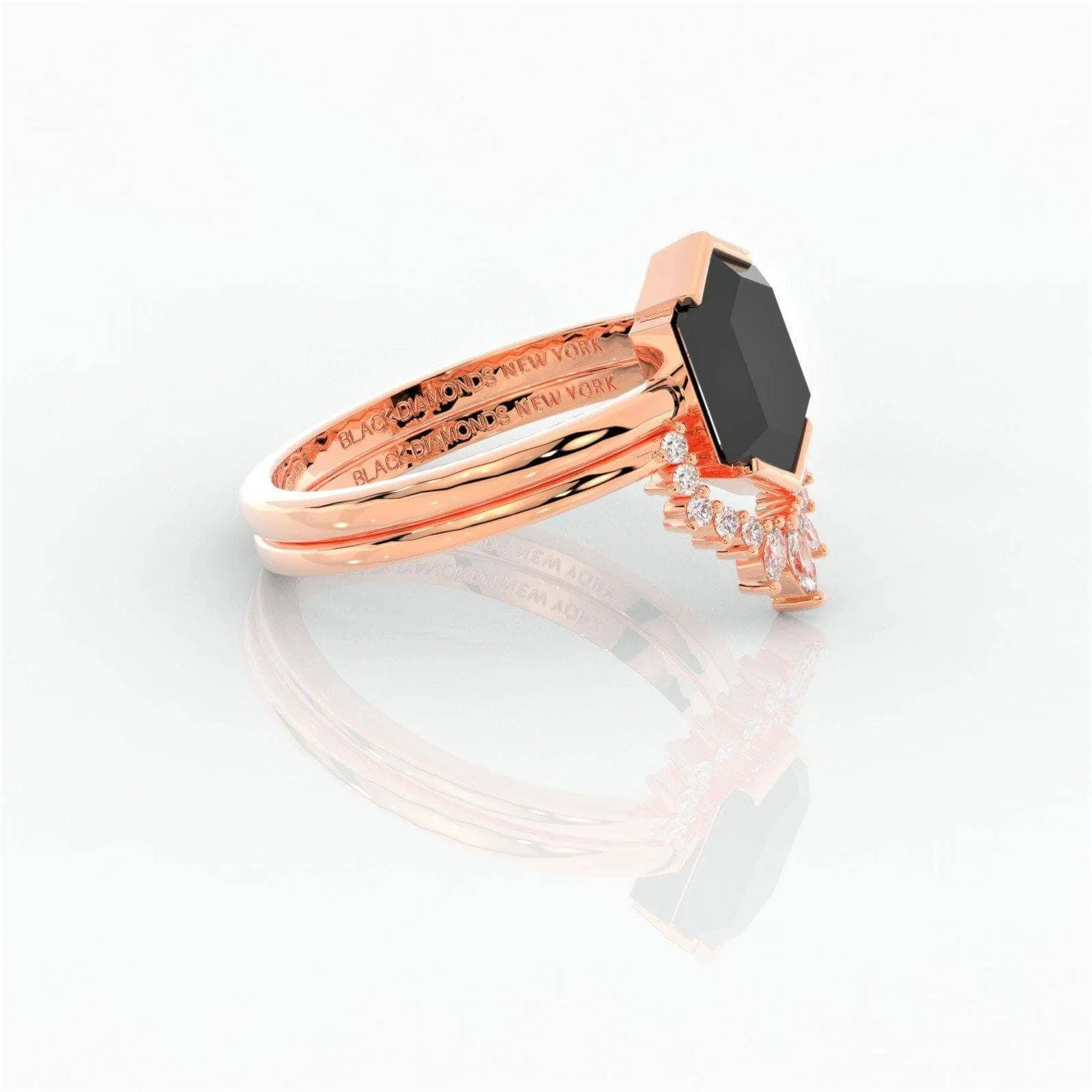 Sincerity - Hexagon Cut Diamond 14k Rose Gold Wedding Ring