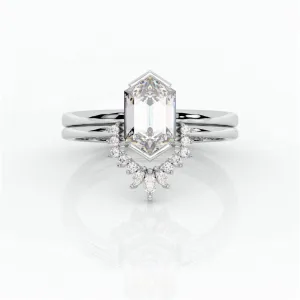 Sincerity - Hexagon Cut Diamond 14k Rose Gold Wedding Ring