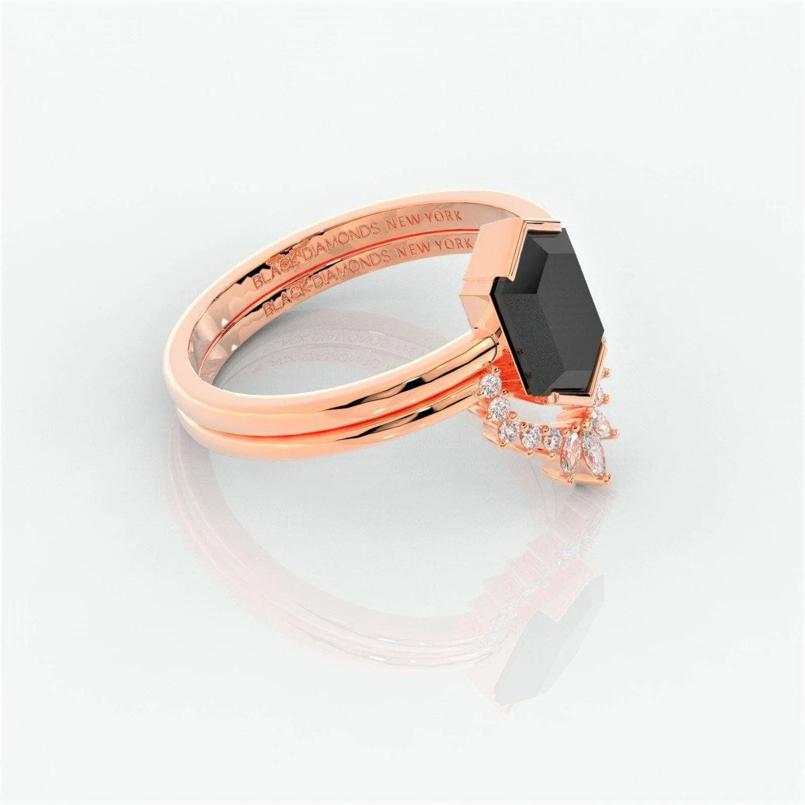 Sincerity - Hexagon Cut Diamond 14k Rose Gold Wedding Ring
