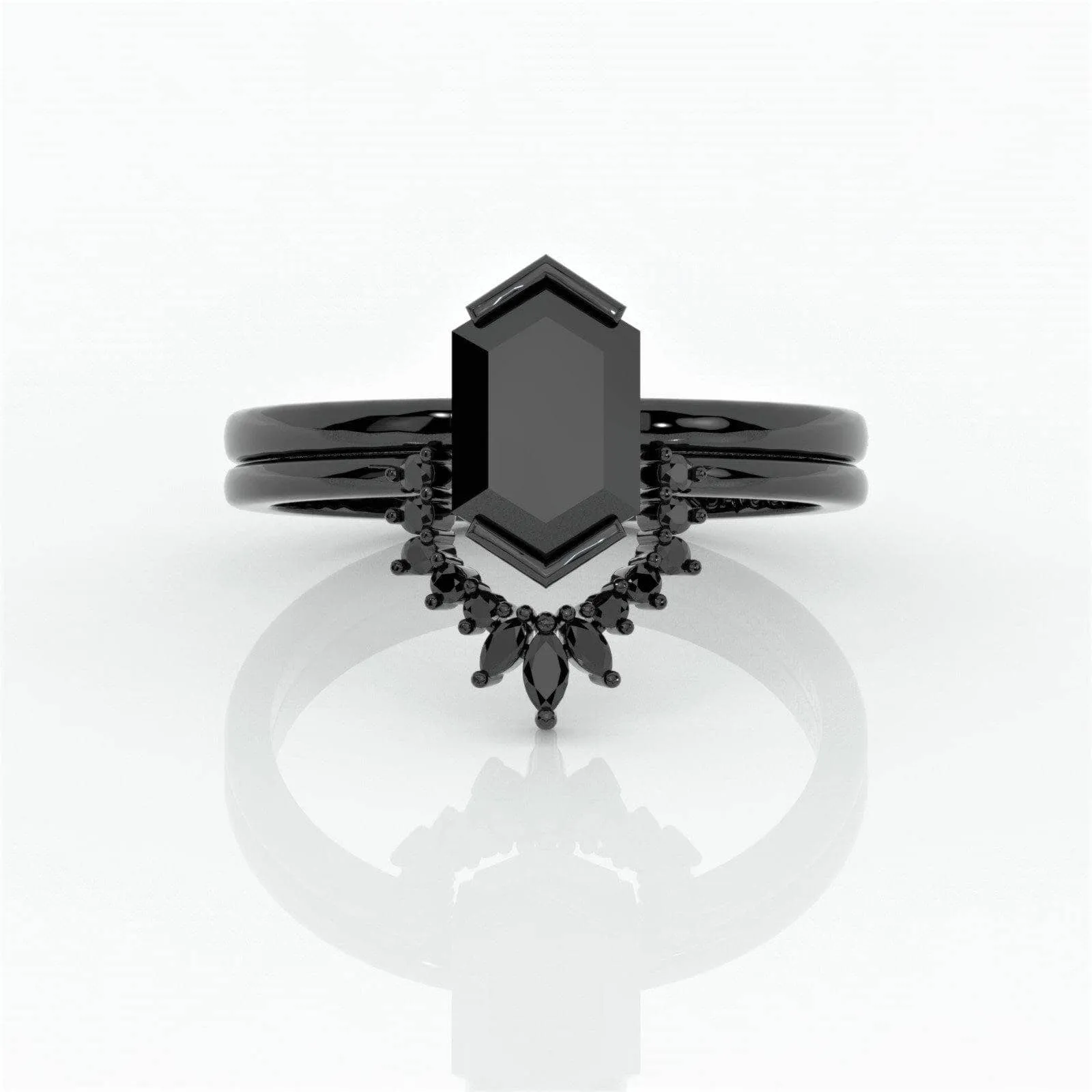 Sincerity - Hexagon Cut Diamond 14k Rose Gold Wedding Ring