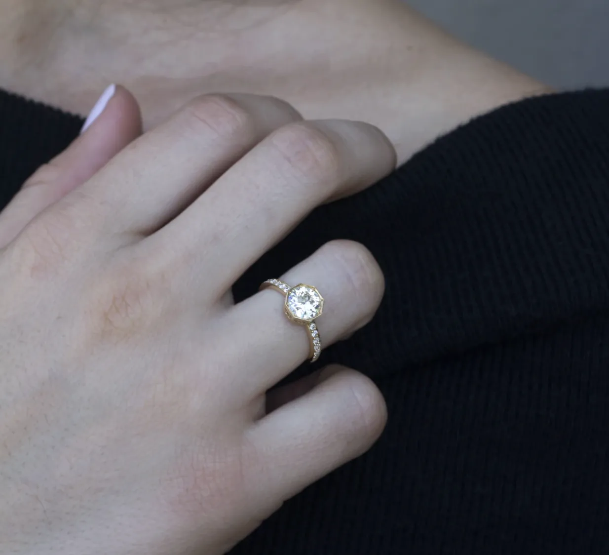 Single Stone Art Deco Inspired Engagement Ring
