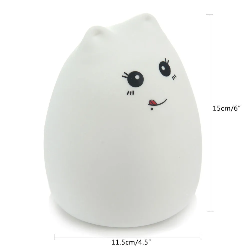 Soft Silicone 7 Changing Color LED Cat Night Lights
