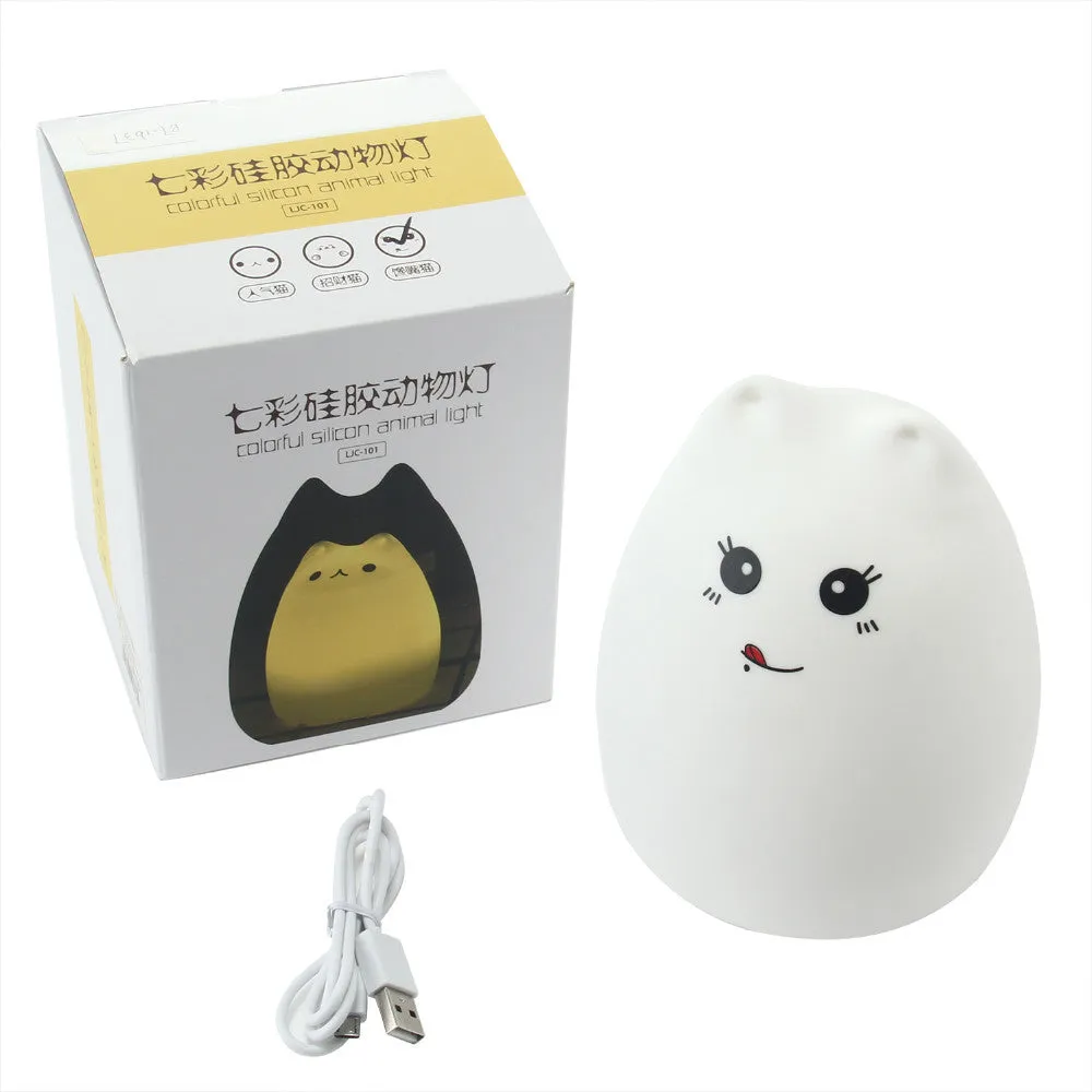 Soft Silicone 7 Changing Color LED Cat Night Lights