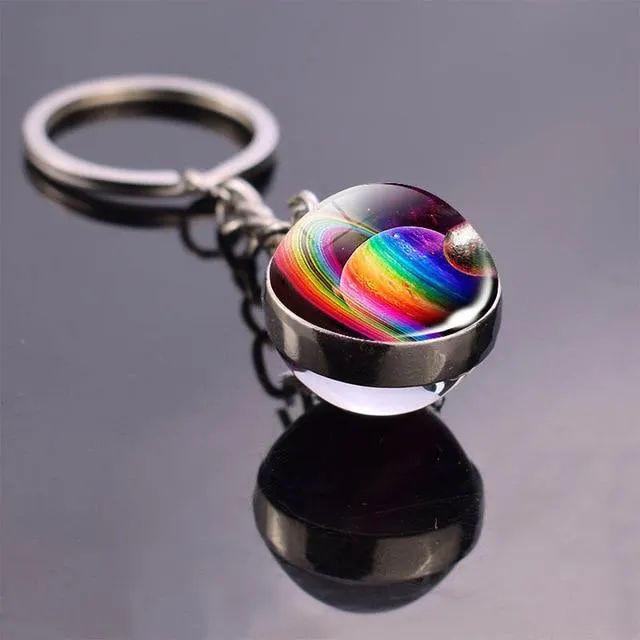 Solar System Galaxy Planet Glass ball Key Rings