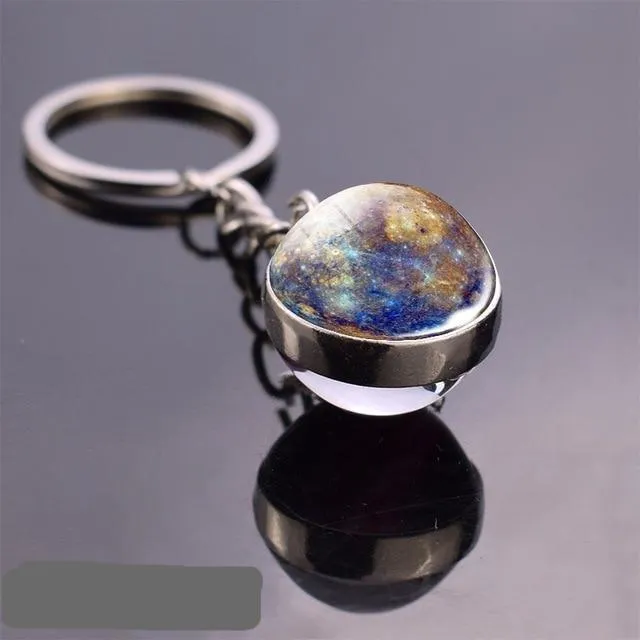 Solar System Galaxy Planet Glass ball Key Rings