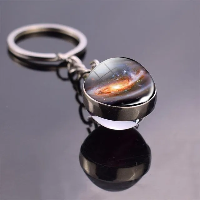 Solar System Galaxy Planet Glass ball Key Rings