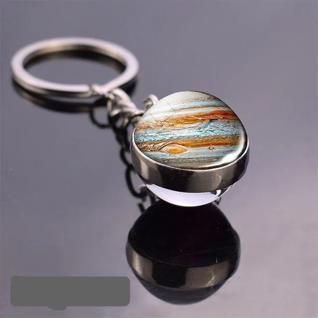 Solar System Galaxy Planet Glass ball Key Rings
