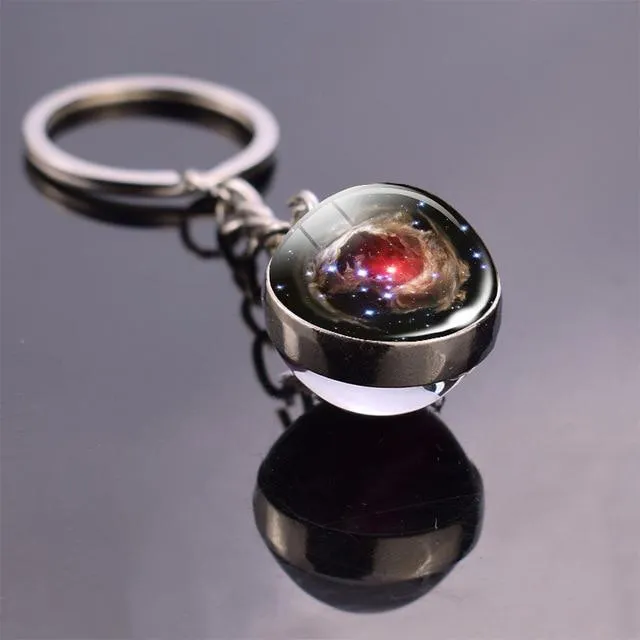 Solar System Galaxy Planet Glass ball Key Rings