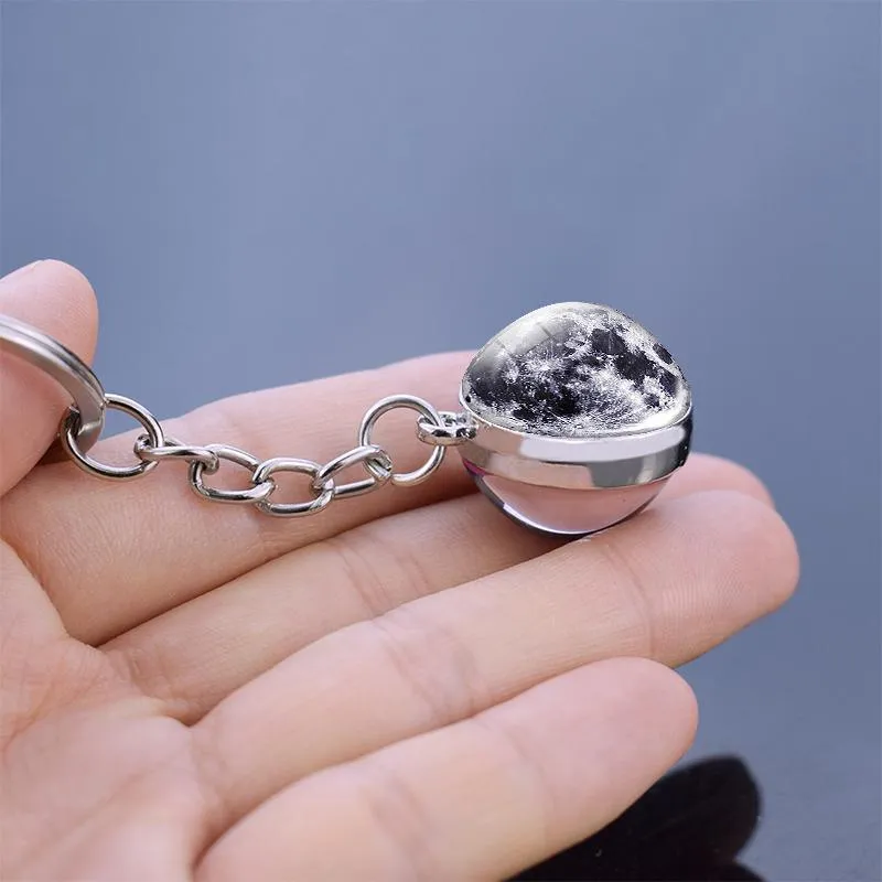 Solar System Galaxy Planet Glass ball Key Rings