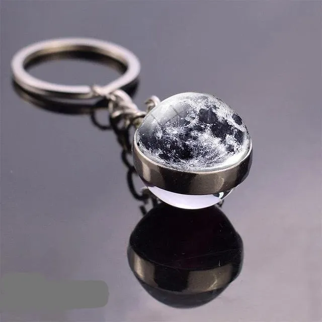 Solar System Galaxy Planet Glass ball Key Rings