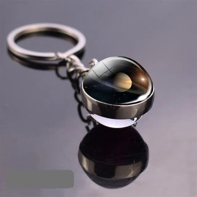 Solar System Galaxy Planet Glass ball Key Rings