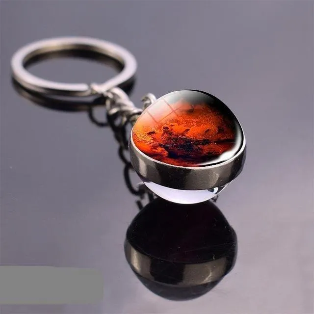 Solar System Galaxy Planet Glass ball Key Rings
