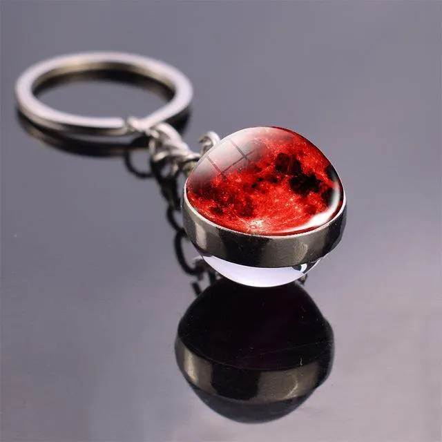 Solar System Galaxy Planet Glass ball Key Rings
