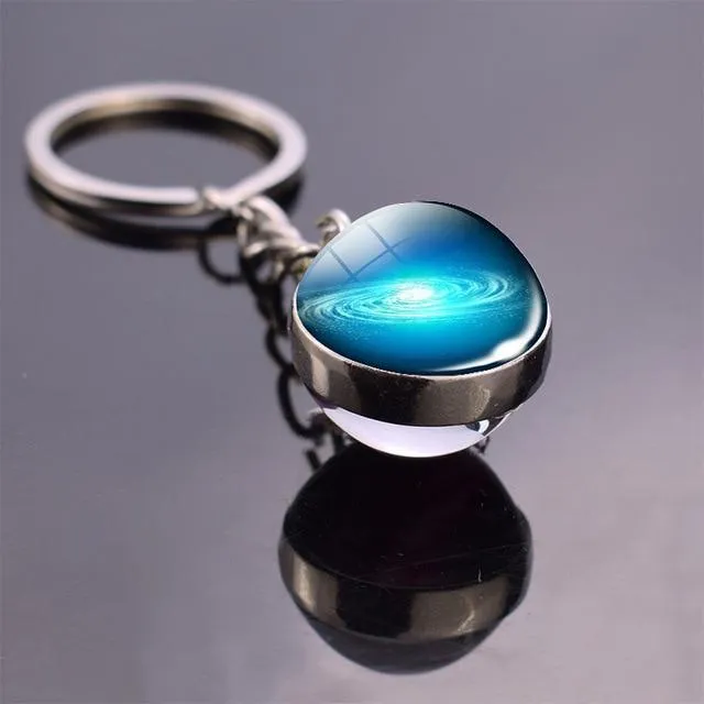 Solar System Galaxy Planet Glass ball Key Rings