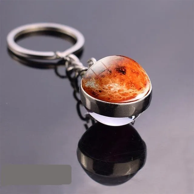 Solar System Galaxy Planet Glass ball Key Rings