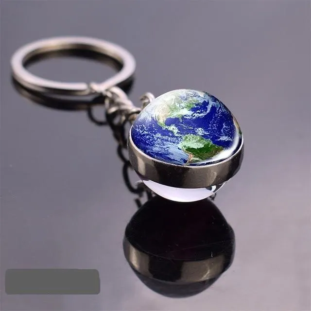 Solar System Galaxy Planet Glass ball Key Rings