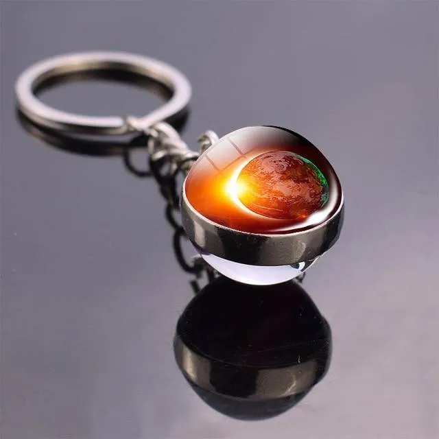 Solar System Galaxy Planet Glass ball Key Rings