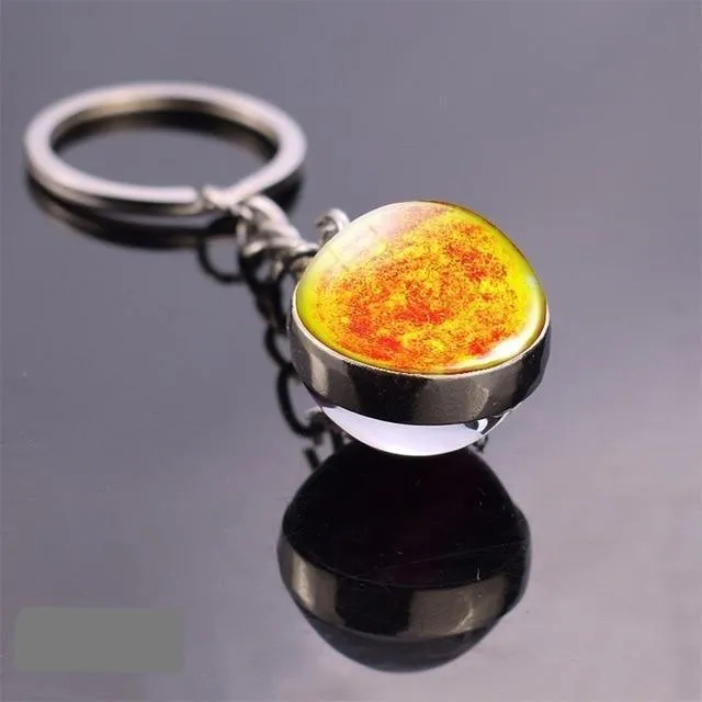 Solar System Galaxy Planet Glass ball Key Rings