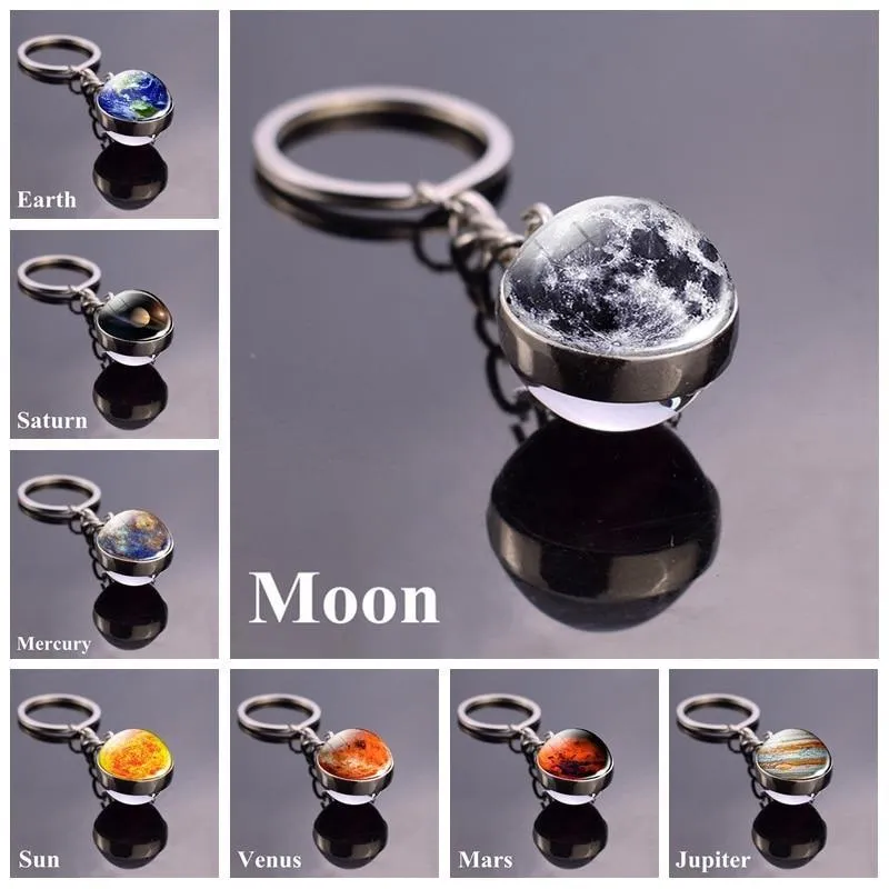 Solar System Galaxy Planet Glass ball Key Rings