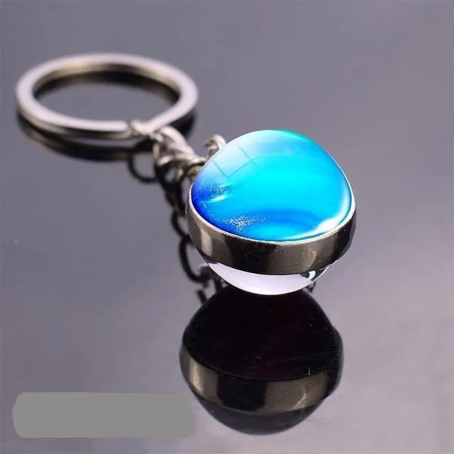 Solar System Galaxy Planet Glass ball Key Rings