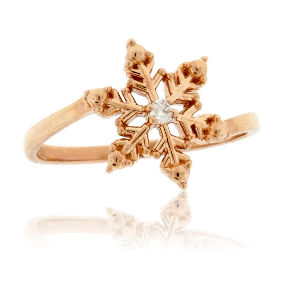 Solitaire Diamond Snowflake Ring