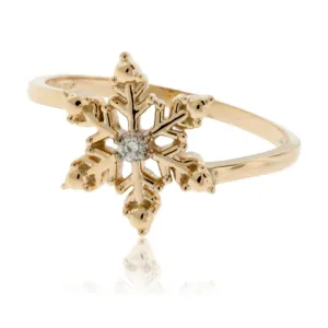 Solitaire Diamond Snowflake Ring