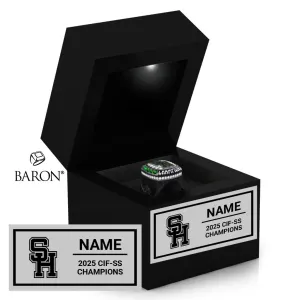 South Hills High School Cheer 2025 Championship Black LED Ring Box