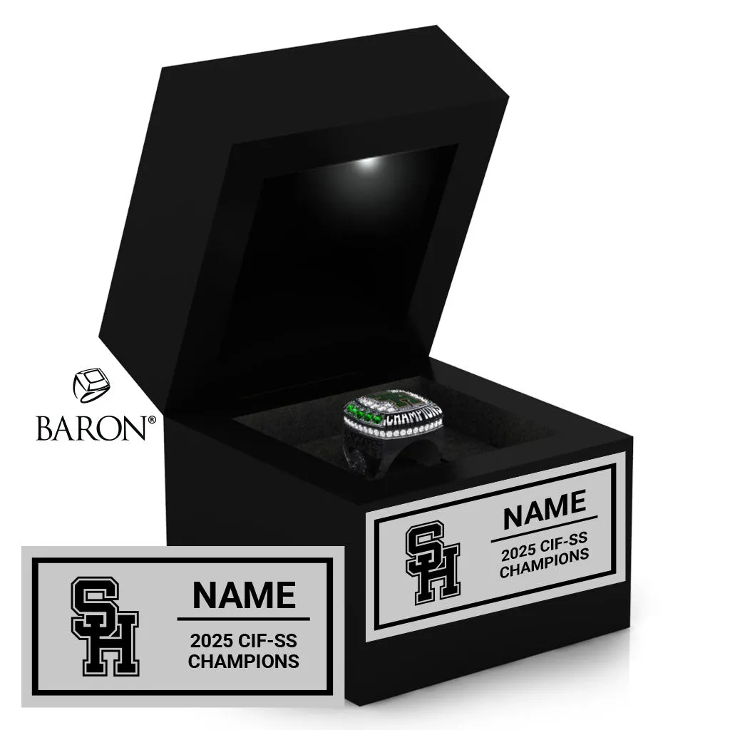 South Hills High School Cheer 2025 Championship Black LED Ring Box