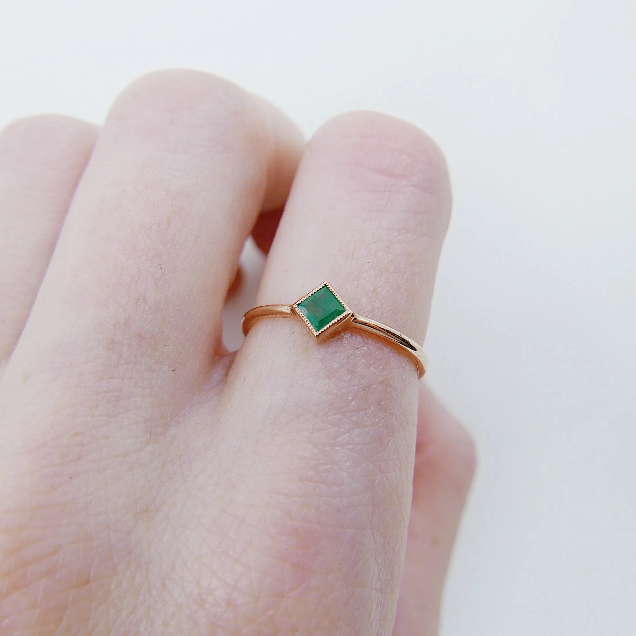 Square Bezel Emerald Ring