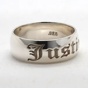 Sterling Silver Custom Ring With Name Engraved (8MM Width, Dome Style) )