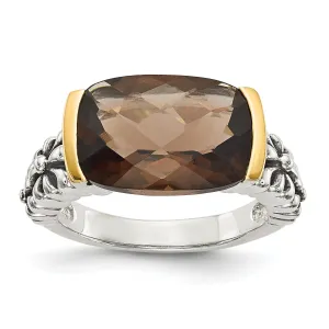 Sterling Silver Gold Smokey Quartz Ring