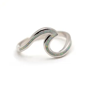 Sterling Silver Handmade Ocean Wave Ring with Opal ( 2.5MM Width)