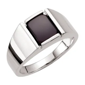 Sterling Silver Men's Onyx Ring, Size 7