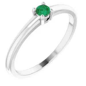 Sterling Silver Natural Emerald Ring