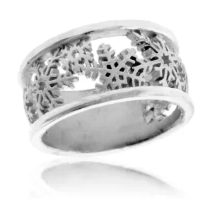 Sterling Silver Snowflake Cutout Band