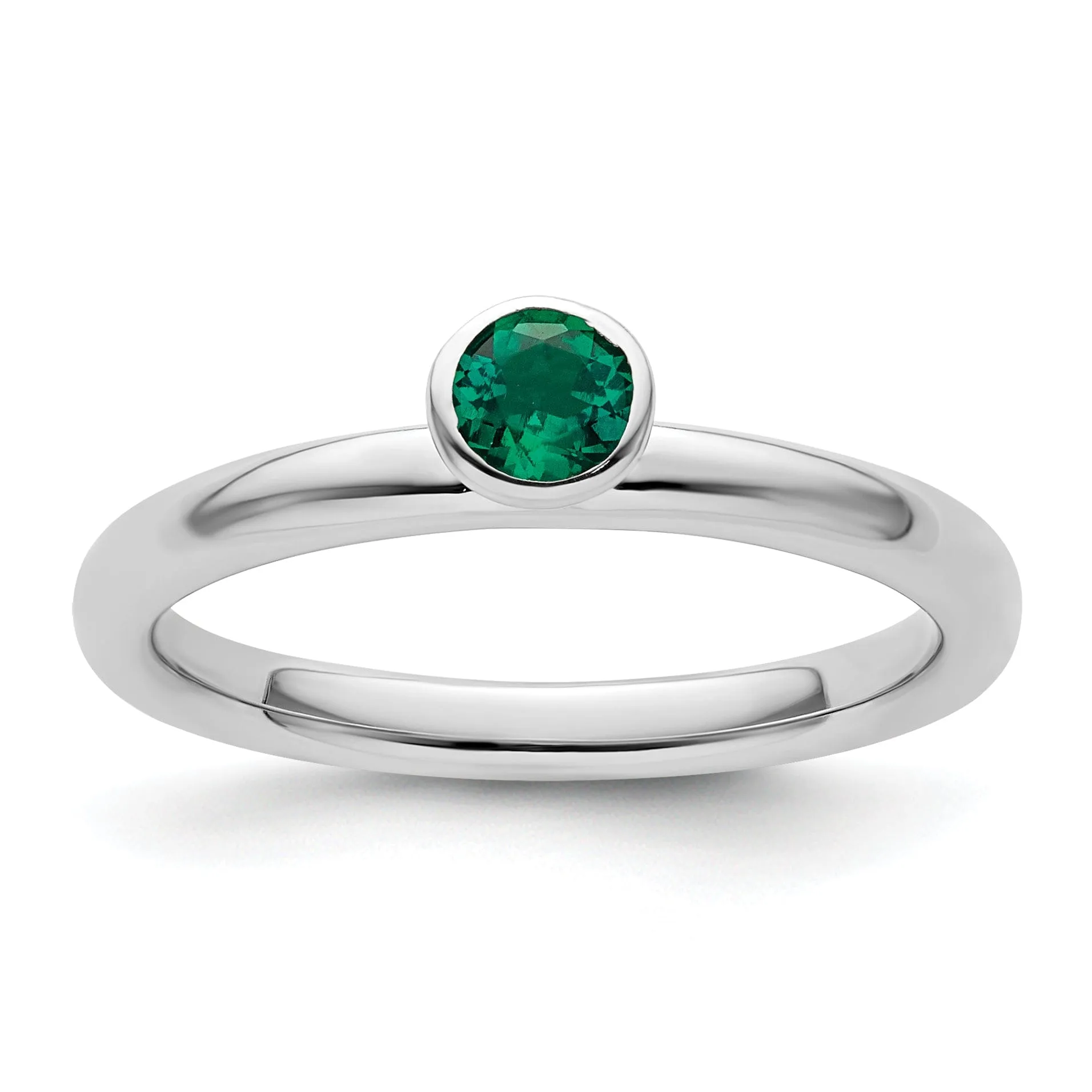 Sterling Silver Stackable Expressions Emerald Ring
