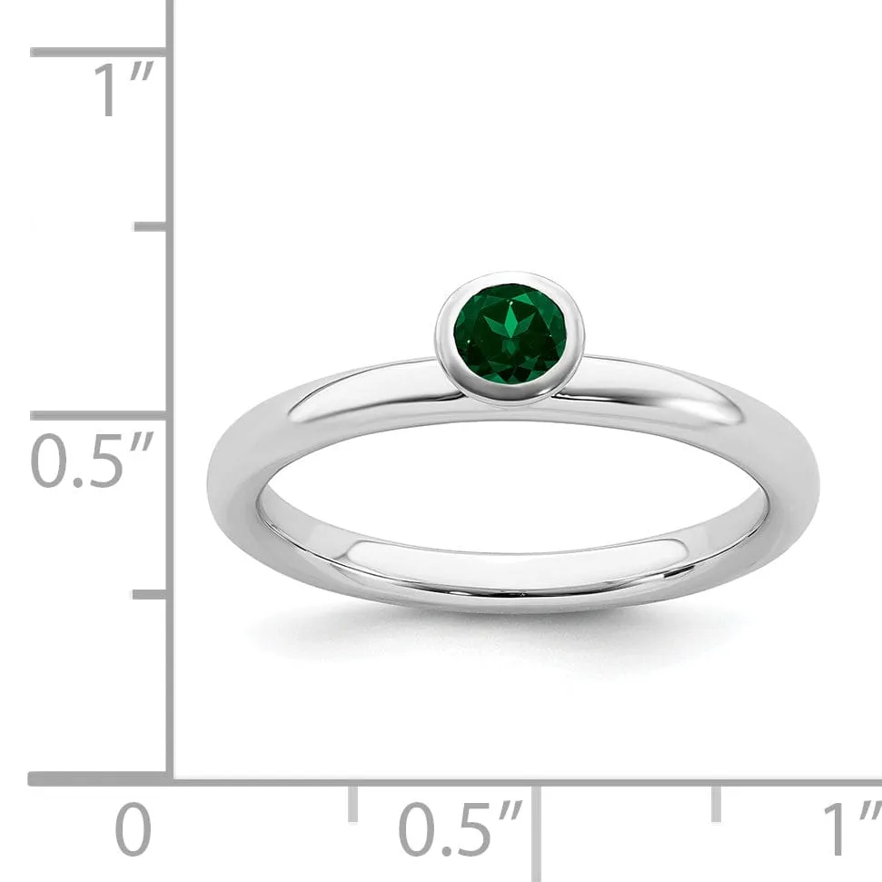 Sterling Silver Stackable Expressions Emerald Ring