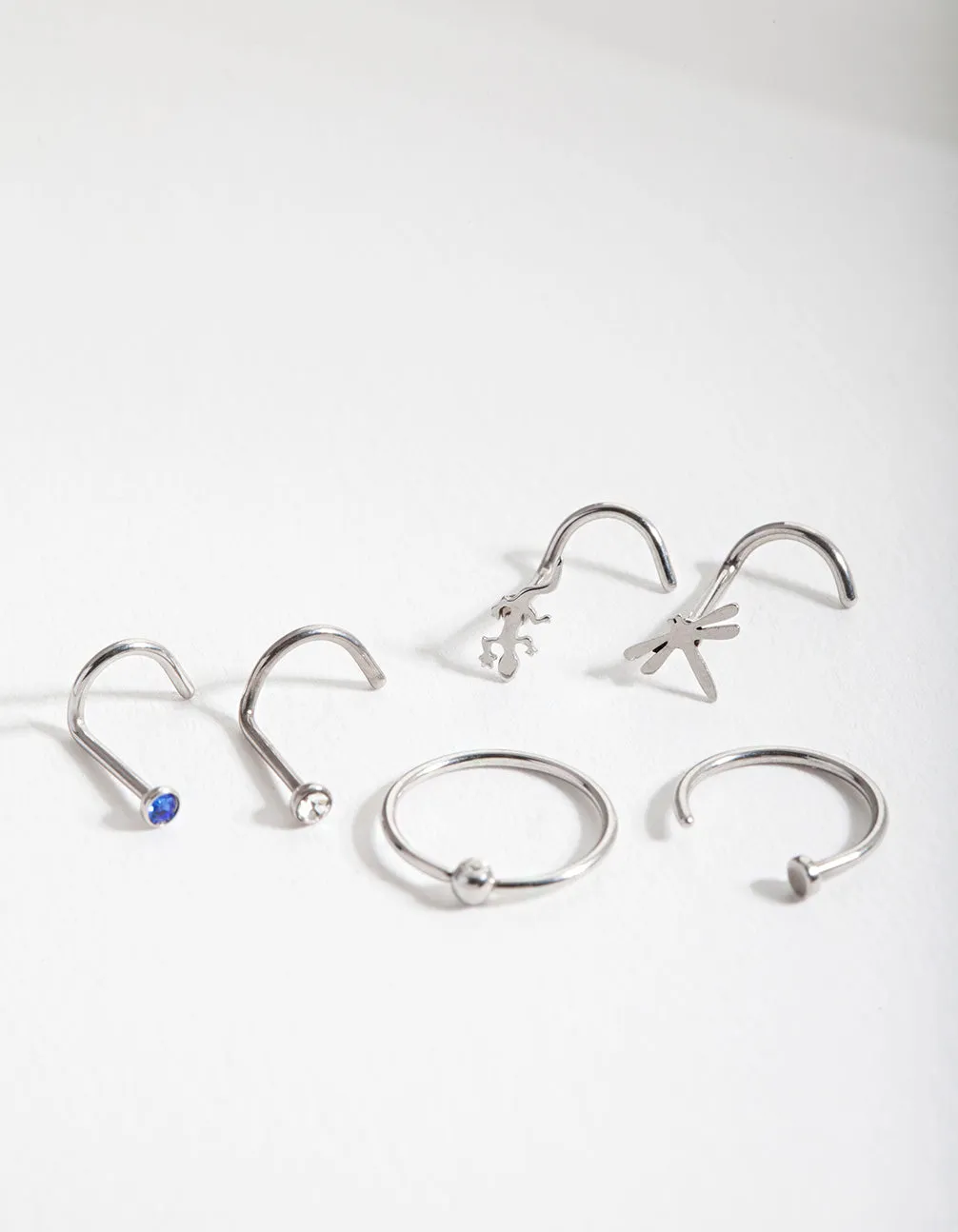 Surgical Steel Animal Nose Jewellery 6-Pack